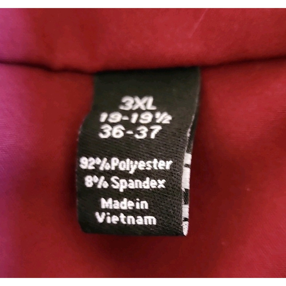 J. Ferrar Stretch Big & Tall Red Solid Dress Shirt 3XL 19-19.5 36/37 - Picture 7 of 7